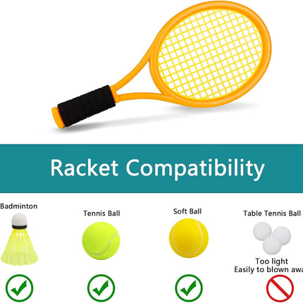 Kids 17in Tennis Racket Set 2 Balls 4 Shuttlecocks Indoor Outdoor Sports Toy