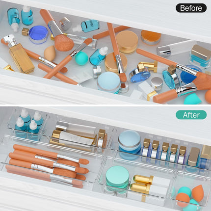 6-Pack Clear Acrylic Drawer Organizers – Storage for Makeup, Jewelry & Office