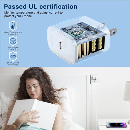 20W USB C Power Adapter with Long Lightning Charging Cable iPhone iPad