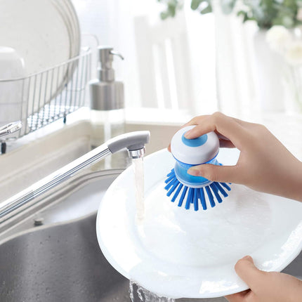 2 Pack Dish Brush with Soap Dispenser Stiff Bristles Pot Pan Scrubber