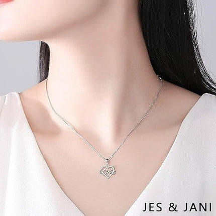 Infinity Heart Necklace Women 925 Sterling Silver CZ Love Pendant