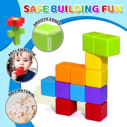 Magnetic Building Blocks – Large 1.65" Stacking Cubes for Toddlers 1–3 (12PCS)