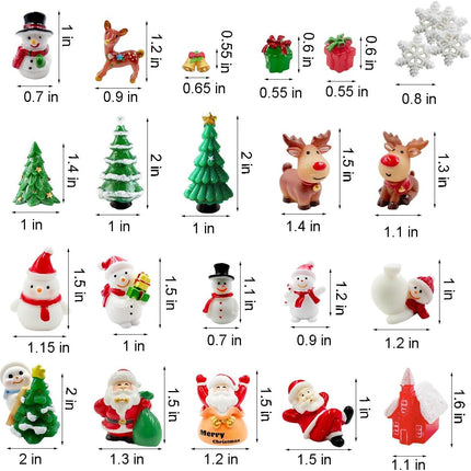 25pcs Christmas Mini Figurines – Resin Santa, Snowman & Animal Ornaments