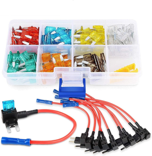 50034R 10 Pack 12V Car Add-A-Circuit Fuse Tap – Mini Blade Fuse Holder & 120 PCS Kit