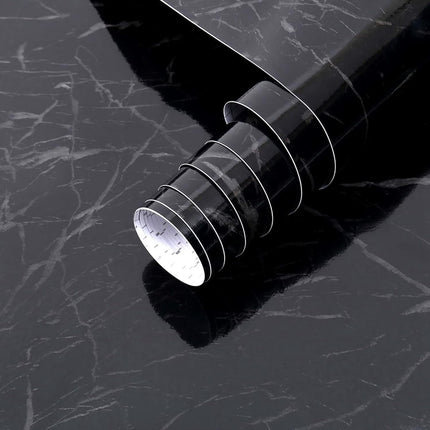 Black Marble Peel and Stick Wallpaper 17x120 Inch Self Adhesive Waterproof Vinyl