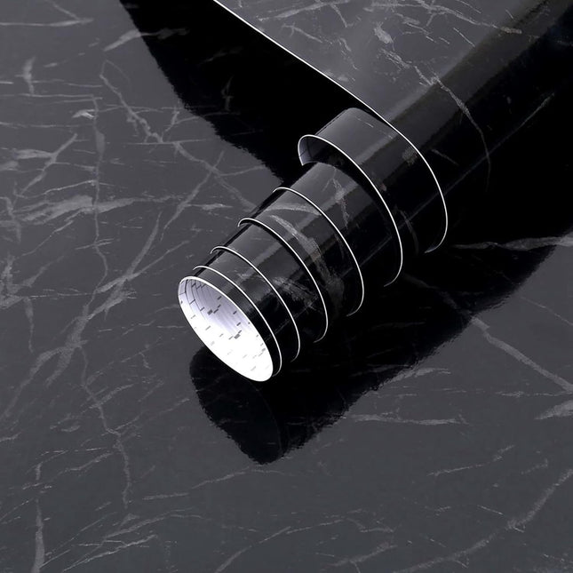 Black Marble Peel and Stick Wallpaper 17x120 Inch Self Adhesive Waterproof Vinyl