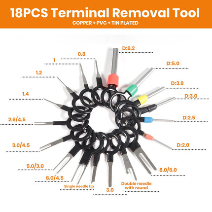 26 Types Automotive Electrical Pin Connectors – 22-14 AWG, Removal Tool, Molex, Delphi