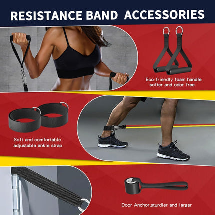 Resistance Bands with Handles: Exercise Bands for Strength Training & Fitness for Men & Women