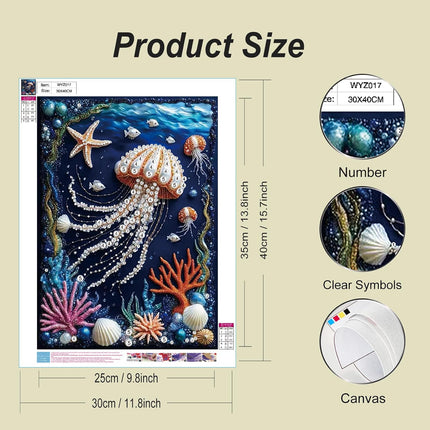5D Pearl Diamond Painting Kit for Adults, 12x16in Beach Shell Special Shape Art