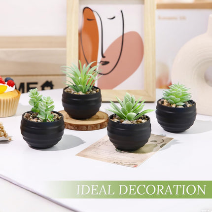 6-Piece Fake Succulent Plants – Small Potted Decor for Bedroom & Office