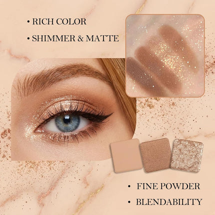 9-Color Chocolate Brown Eyeshadow Palette, Matte Shimmer Glitter, Waterproof Makeup Set