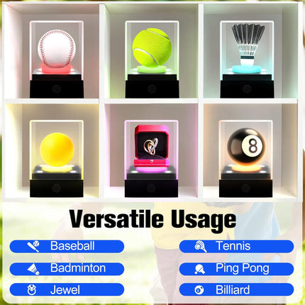 Baseball Display Case with LED & UV Protection – Acrylic Cube Holder