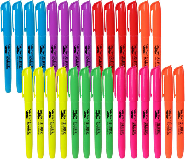 28 Pack Assorted Color Highlighters Chisel Tip Fluorescent Non Toxic Ink Set