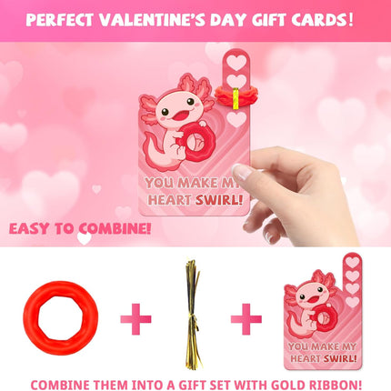 30 Pack Valentine’s Day Cards for Kids with Fidget Sensory Rings & Toys