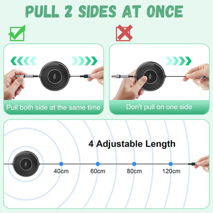 100W 5-in-1 Retractable USB Cable, Fast Charging for iWatch, iPhone & iPad