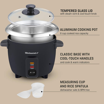 6-Cup Electric Rice Cooker – ERC003BX, Keep Warm, Soups, Stews & Cereals