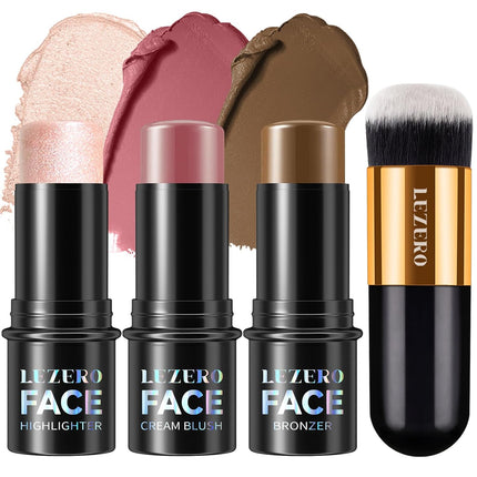 3-Pcs Contour Stick Kit – Highlighter, Blush & Bronzer, Light Medium
