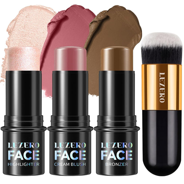 3-Pcs Contour Stick Kit – Highlighter, Blush & Bronzer, Light Medium