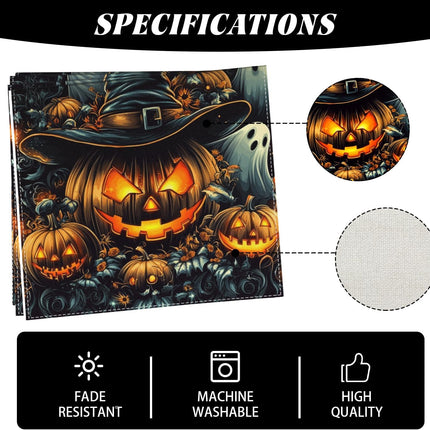 Halloween Pumpkin Table Runner 13x72in, Polyester Dining Table Decor for Home