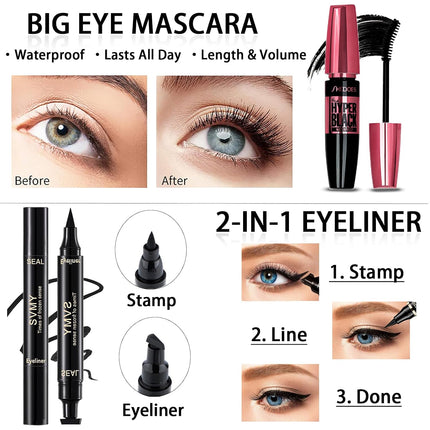 Complete Makeup Set for Women Teens Eyeshadow Lipstick Brush Sponge Kit