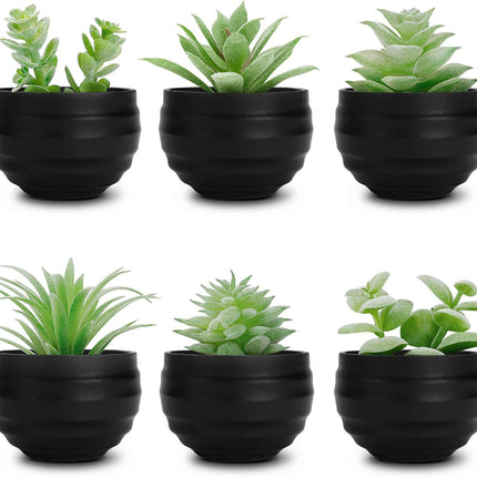 6-Piece Fake Succulent Plants – Small Potted Decor for Bedroom & Office