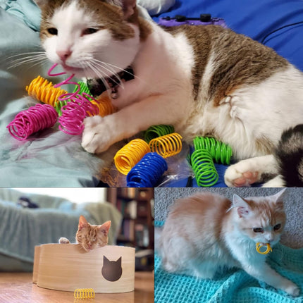 100 Pack Colorful Spiral Spring Cat Toys for Kittens Interactive Play