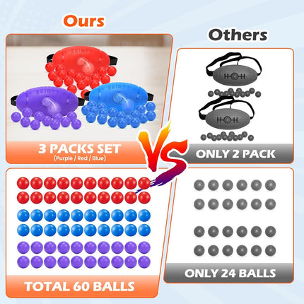 3 Pack Shaking Swing Ball Game Set with 60 Balls, Indoor Outdoor Party Toy for Ages 6+