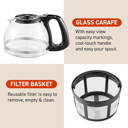 4-Cup Drip Coffee Maker – Pause & Serve, Reusable Filter, Keep Warm, Black