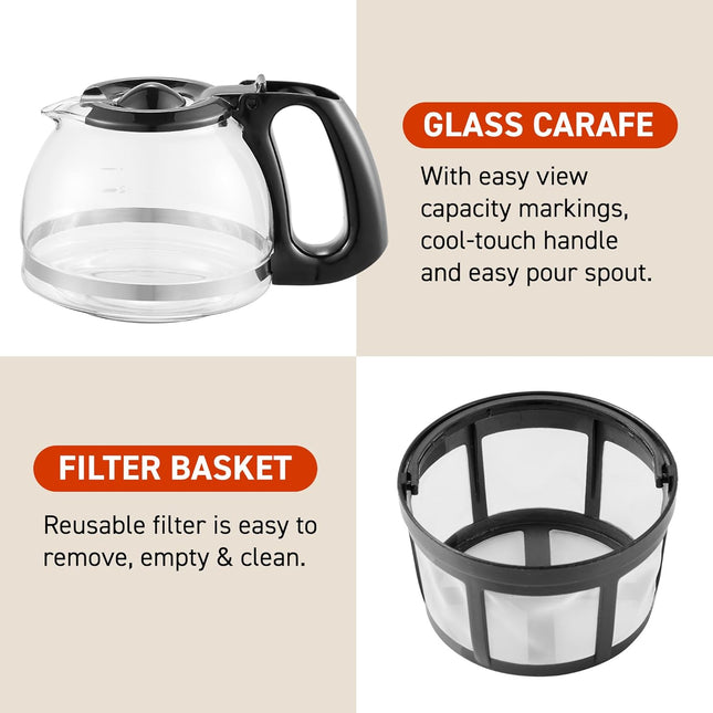 4-Cup Drip Coffee Maker – Pause & Serve, Reusable Filter, Keep Warm, Black