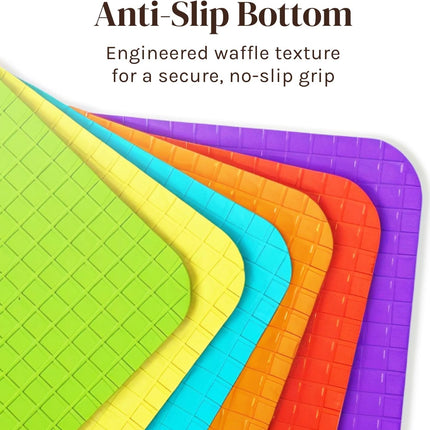6 Pack Flexible Cutting Board Mats 15x12 BPA Free Non Slip Color Coded