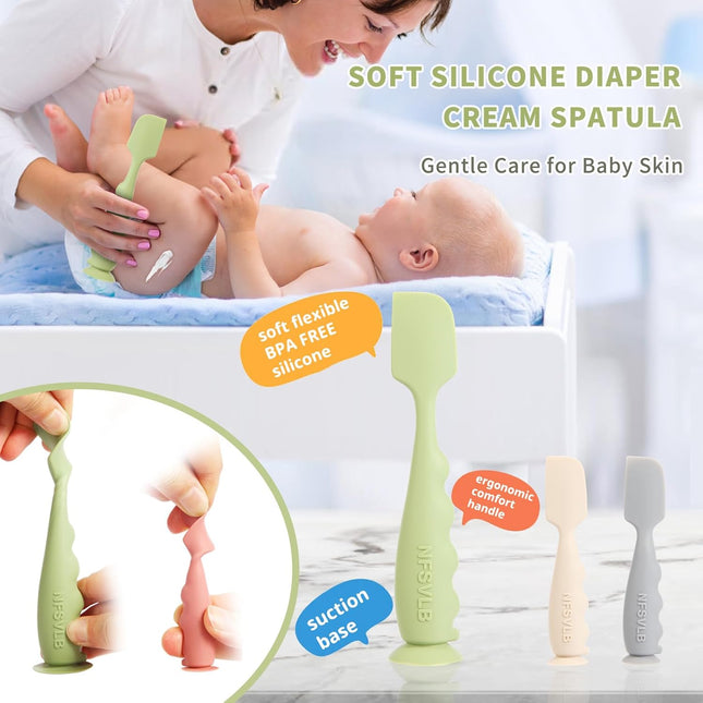 Baby Diaper Cream Spatula Set – 1 Large & 2 Mini with Travel Cases