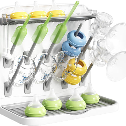 Baby Bottle Drying Rack – 10 Hooks, Countertop Organizer for Newborn Essentials