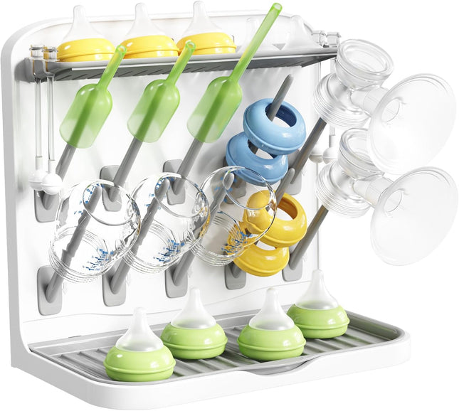 Baby Bottle Drying Rack – 10 Hooks, Countertop Organizer for Newborn Essentials