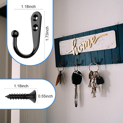 15-Piece Wall Hooks – Heavy Duty Black for Coats, Towels, Scarves, Keys