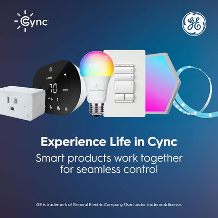 GE Cync A19 Smart LED Light Bulbs 2 Pack, WiFi Bluetooth Colour Changing, Alexa Compatible