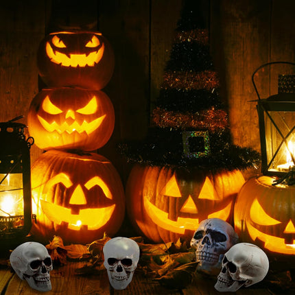 8-Piece Halloween Skull Heads, Realistic Plastic Skeleton Props for Party & Home Decor