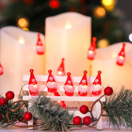 10ft Gnome Christmas String Lights 30 LED | Battery & USB with Remote