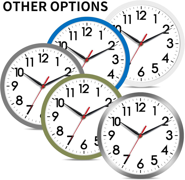 8" Modern Wall Clock – Silent Non-Ticking Analog, Battery Operated, Black