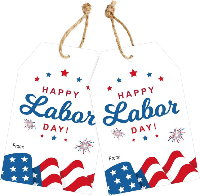 50 Pcs Labor Day Paper Gift Tags with String Employee Appreciation Tags