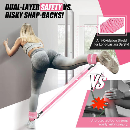 Ankle Resistance Bands with Cuffs for Legs & Glutes Kickbacks Booty Home Workout