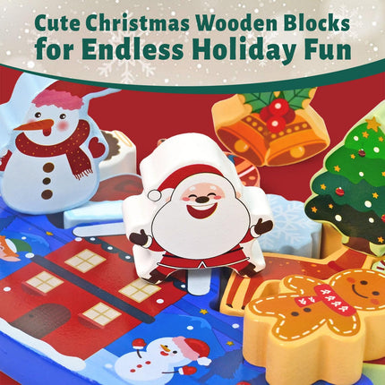 Christmas Wooden Stacking Toys – 12-Piece Holiday Playset for Toddlers & Kids