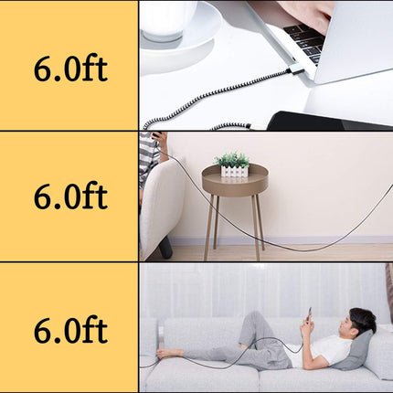 5 Pack USB C Cable 6FT Nylon Braided 3A Fast Charging Charger Cord