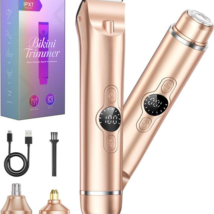 4-in-1 Bikini Trimmer Women Dual Head Electric Razor Wet Dry Body Shaver