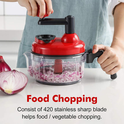 3-Cup Manual Food Chopper 3-in-1 Vegetable Cutter Blender Whisk BPA-Free with Handle
