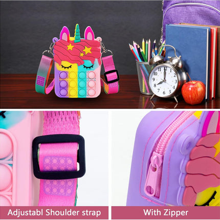 Small Unicorn Pop Purse – Fidget Toy Shoulder Bag for Girls, Boys & Women (Silicone)