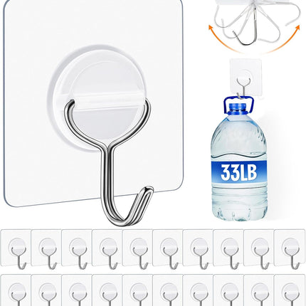 48 Pack Heavy Duty Adhesive Wall Hooks – Max 33lbs, Waterproof & Rustproof
