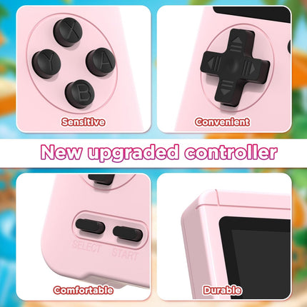 Portable Mini Gaming Console, 500 Games, 3” IPS Display, Pink Electronic Toy