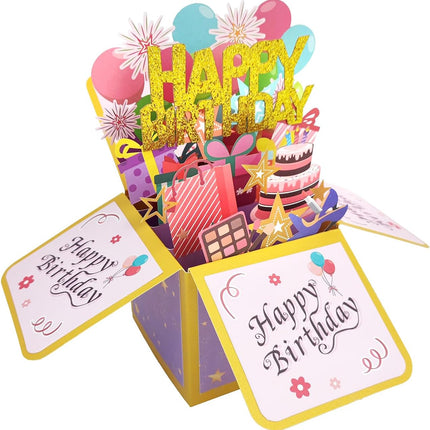 3D Pop-Up Happy Birthday Card, Handmade Greeting Card with Envelope for Kids & Adults
