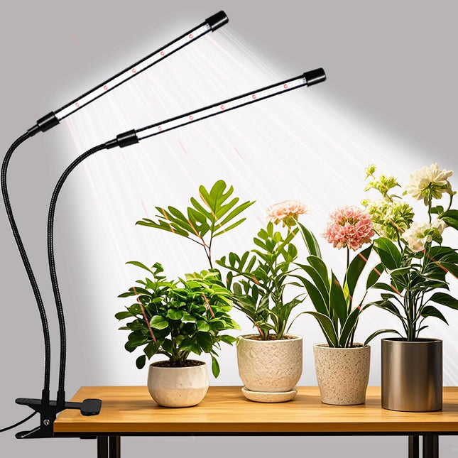 84 LED Grow Light for Indoor Plants, 2-Head Full Spectrum Lamp with Timer & Clip