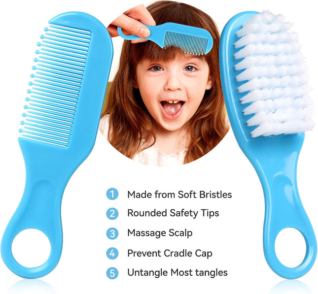 Baby Grooming Kit with Hair Brush, Comb, Nail Clipper & Nasal Aspirator